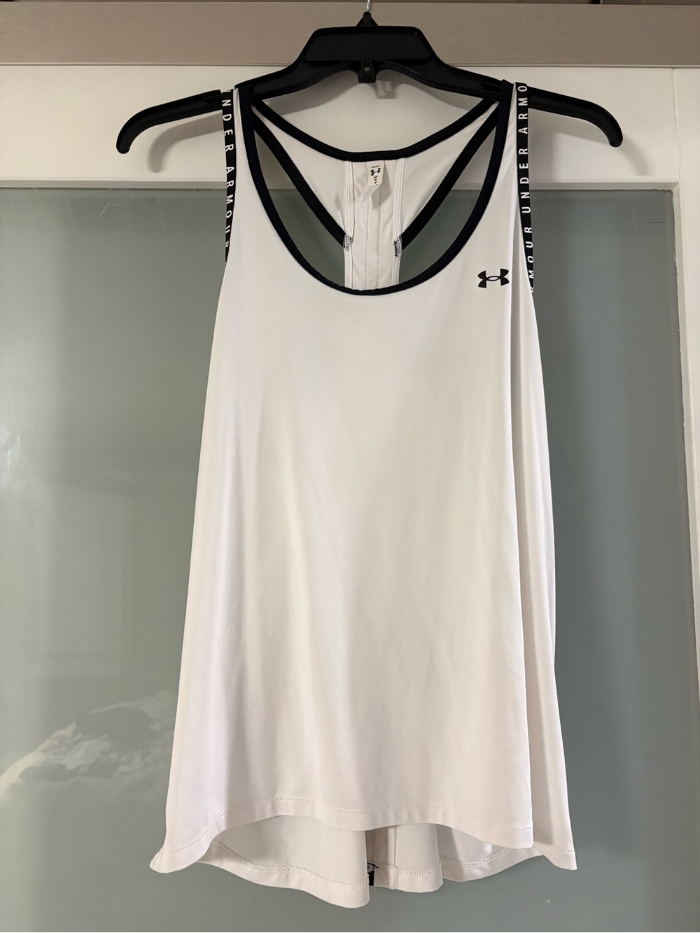 Under Armour White Tank Top with Black Trim and Logo